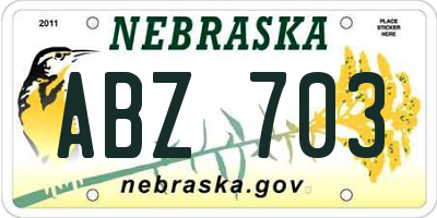 NE license plate ABZ703