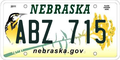 NE license plate ABZ715
