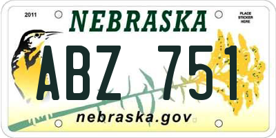 NE license plate ABZ751