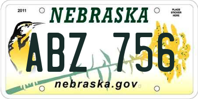 NE license plate ABZ756