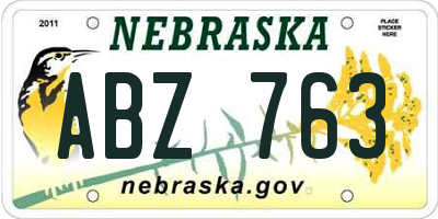 NE license plate ABZ763
