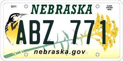 NE license plate ABZ771