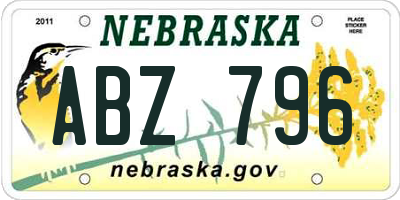 NE license plate ABZ796