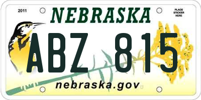 NE license plate ABZ815