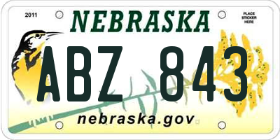 NE license plate ABZ843
