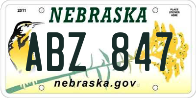 NE license plate ABZ847