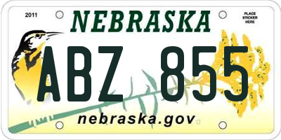 NE license plate ABZ855