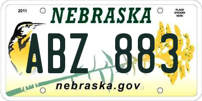 NE license plate ABZ883