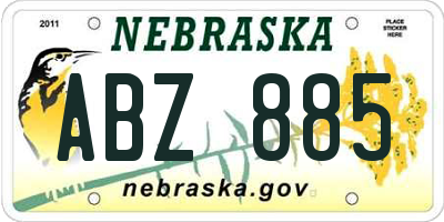 NE license plate ABZ885