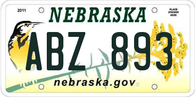 NE license plate ABZ893
