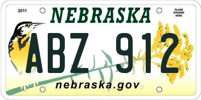 NE license plate ABZ912