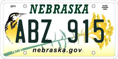 NE license plate ABZ915