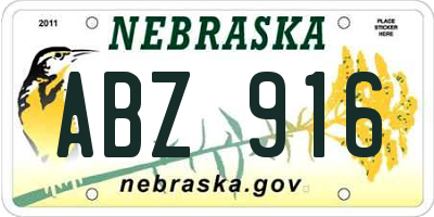 NE license plate ABZ916