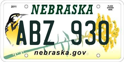 NE license plate ABZ930