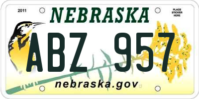NE license plate ABZ957