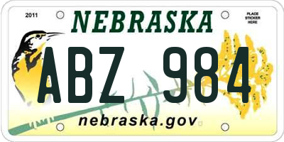 NE license plate ABZ984