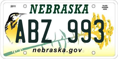 NE license plate ABZ993