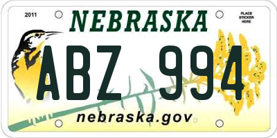 NE license plate ABZ994
