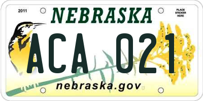 NE license plate ACA021