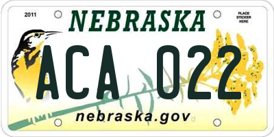 NE license plate ACA022