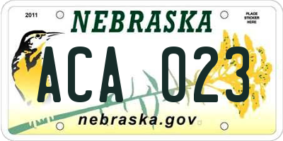 NE license plate ACA023