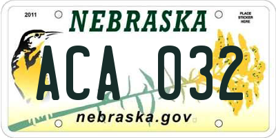 NE license plate ACA032