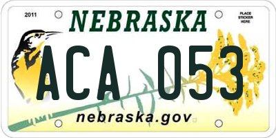 NE license plate ACA053