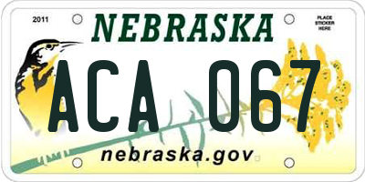 NE license plate ACA067