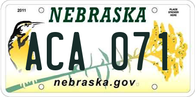 NE license plate ACA071