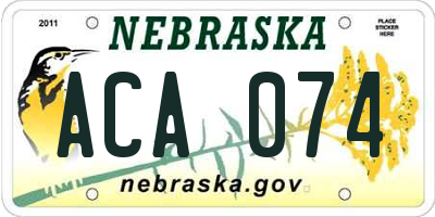 NE license plate ACA074