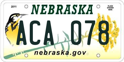 NE license plate ACA078