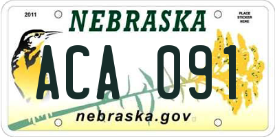 NE license plate ACA091