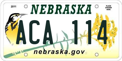 NE license plate ACA114