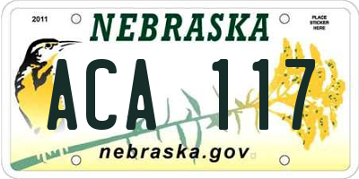 NE license plate ACA117