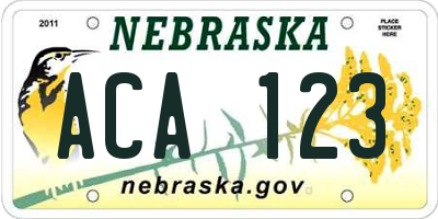 NE license plate ACA123