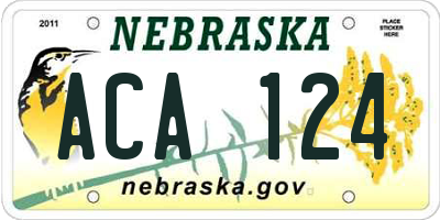 NE license plate ACA124