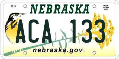 NE license plate ACA133