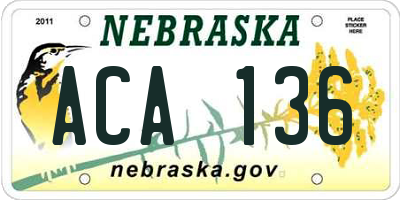 NE license plate ACA136