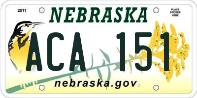 NE license plate ACA151