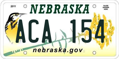 NE license plate ACA154