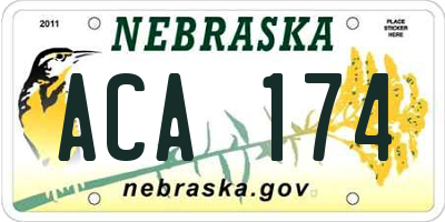 NE license plate ACA174