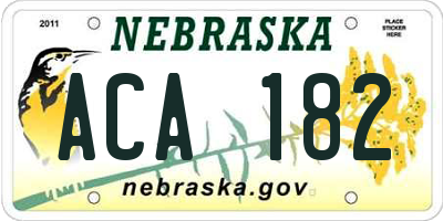 NE license plate ACA182