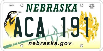 NE license plate ACA191