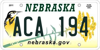 NE license plate ACA194
