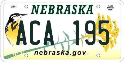 NE license plate ACA195