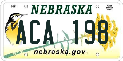 NE license plate ACA198