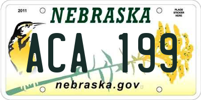 NE license plate ACA199