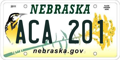NE license plate ACA201