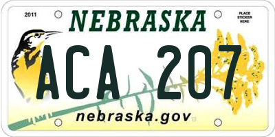 NE license plate ACA207