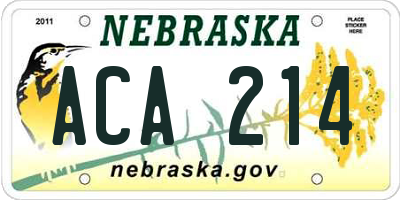 NE license plate ACA214